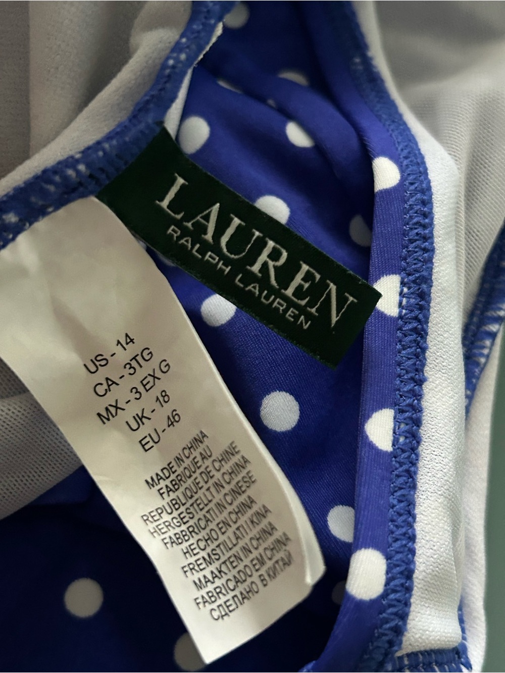 Lauren Ralph Lauren Retro Polka Dot One Piece Swimsuit Size 14 New Gold Label - Picture 5 of 12